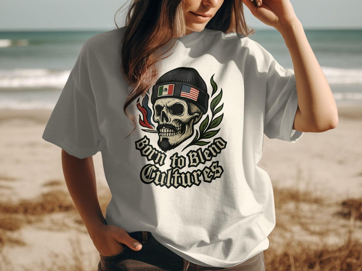 Born to Blend Cultures Skull Graphic T-shirt product