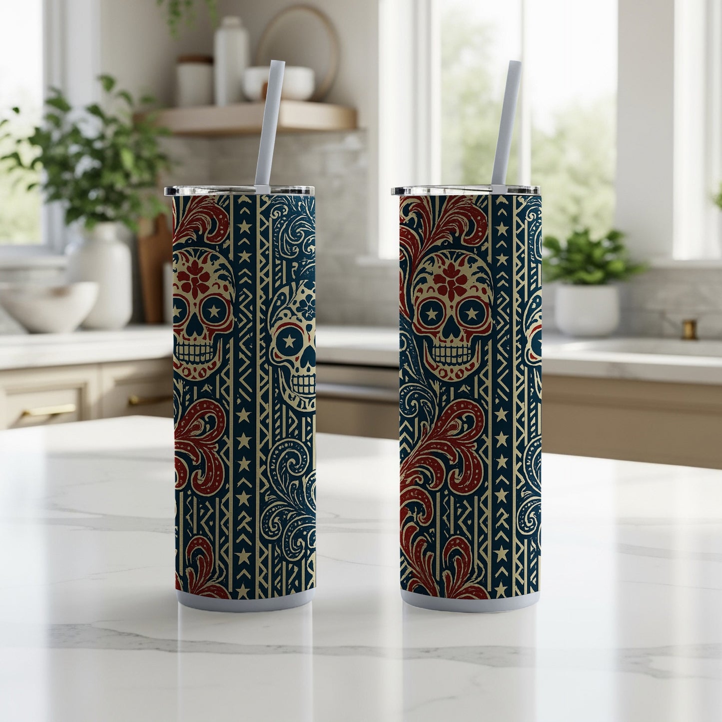 Skulls and Paisley Patterned Tumbler product type