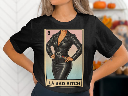 La Bad Bitch Graphic Tee with Leather Jacket Look product