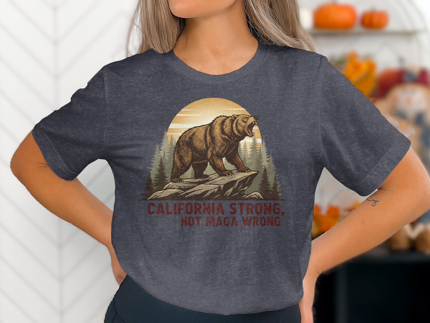 California Strong Hot Maga Wrong Bear Graphic T-Shirt product