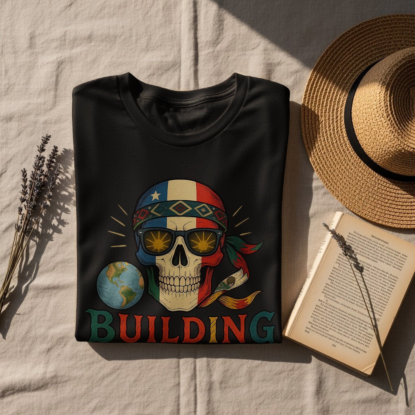 Skull Design Shirt Building T-shirt Unique Apparel product type