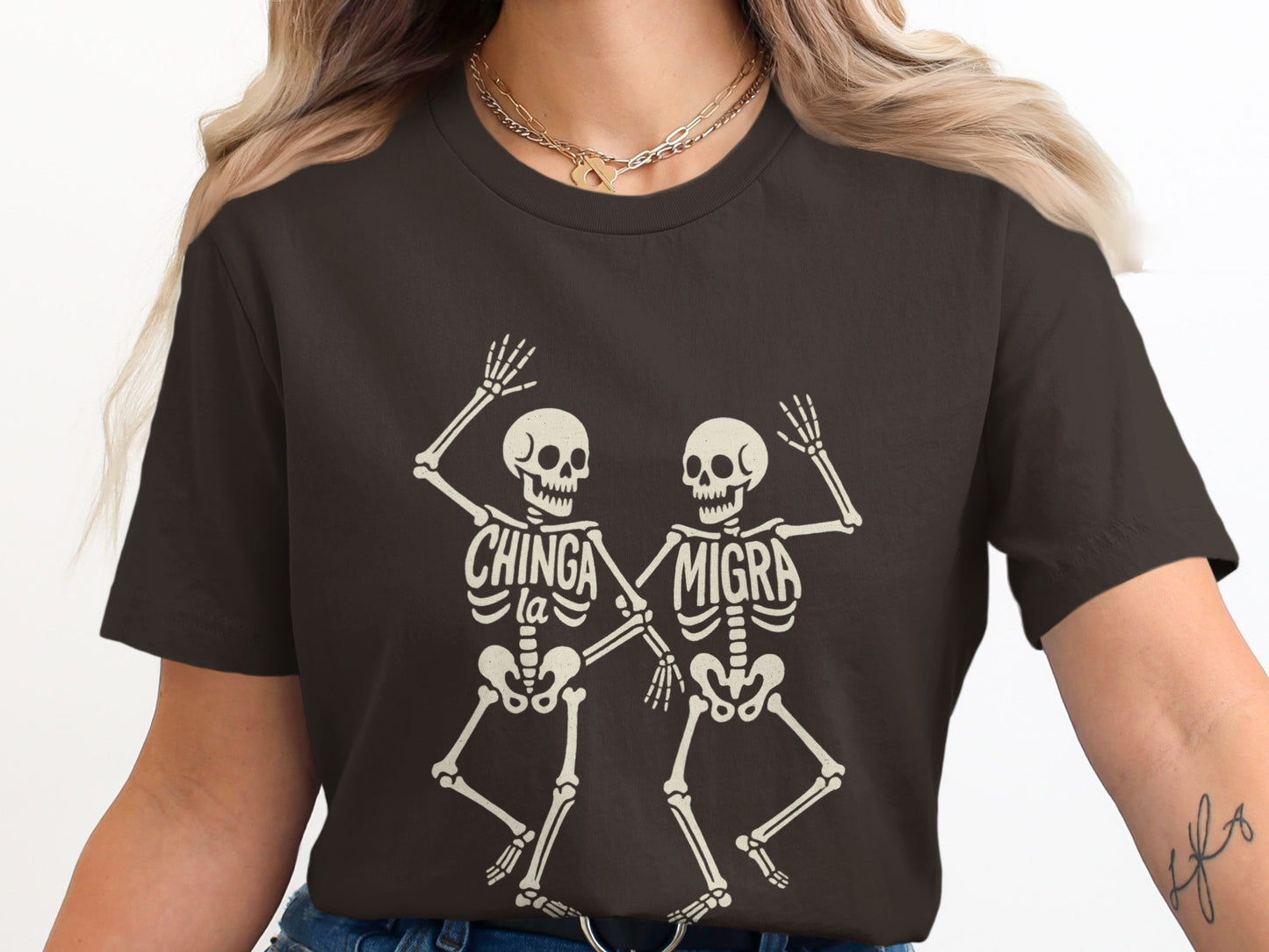 Skeleton Graphic Tee Chinga La Migra Statement product