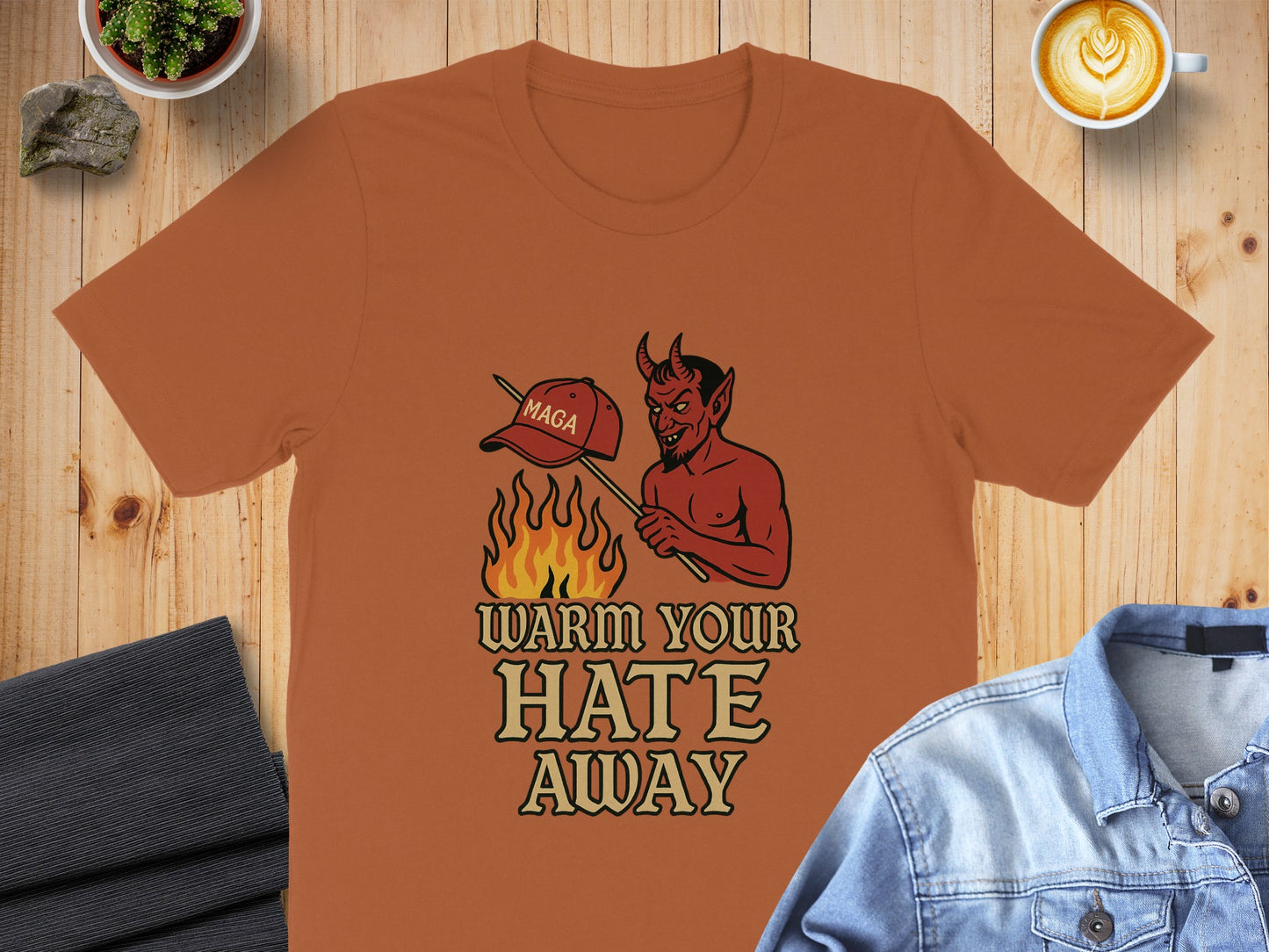 Warm Your Hate Away Devil Graphic T-shirt product
