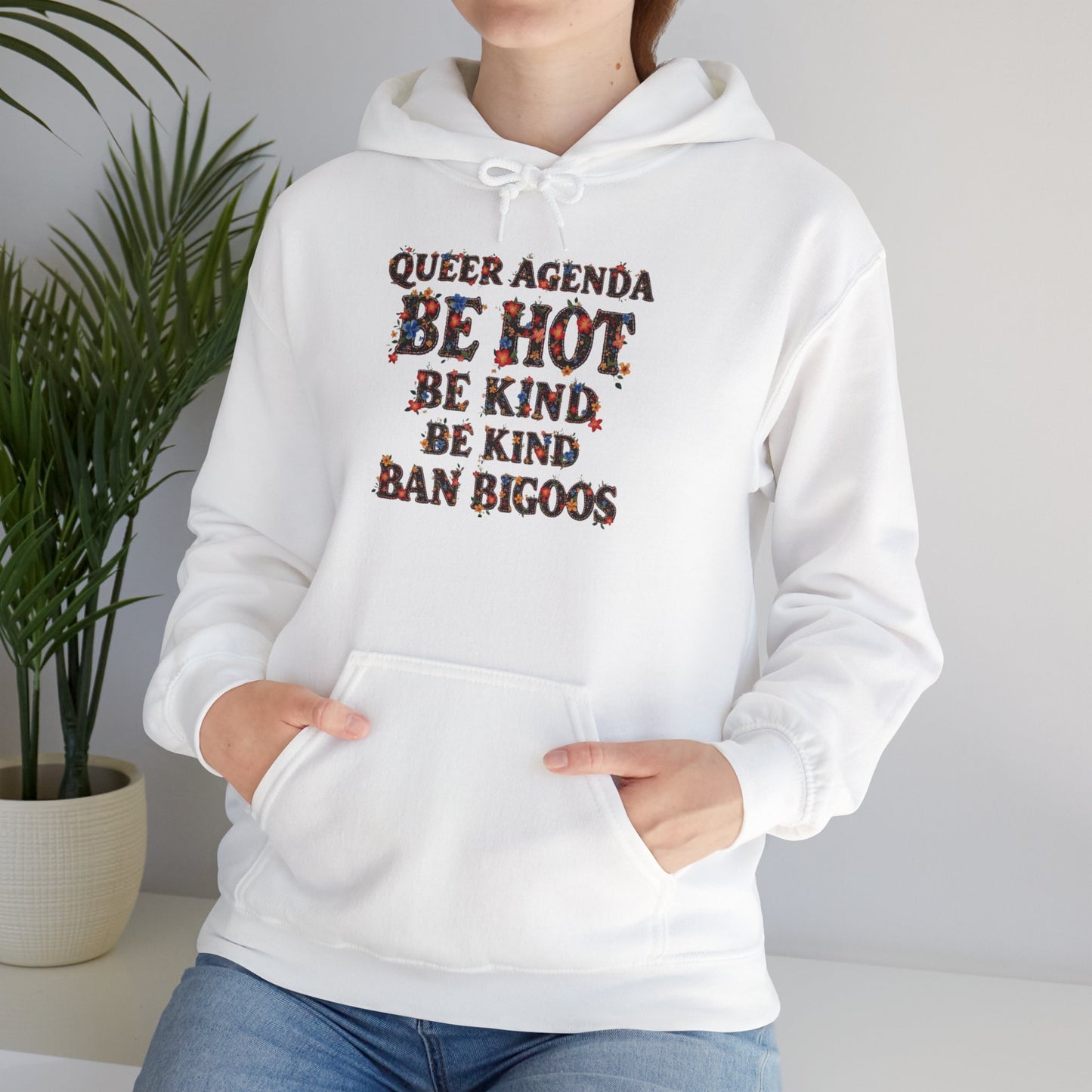 Pride Hoodie Queer Agenda Heavy Blend™ Hoodie - Be Hot, Be Kind, Ban Bigots