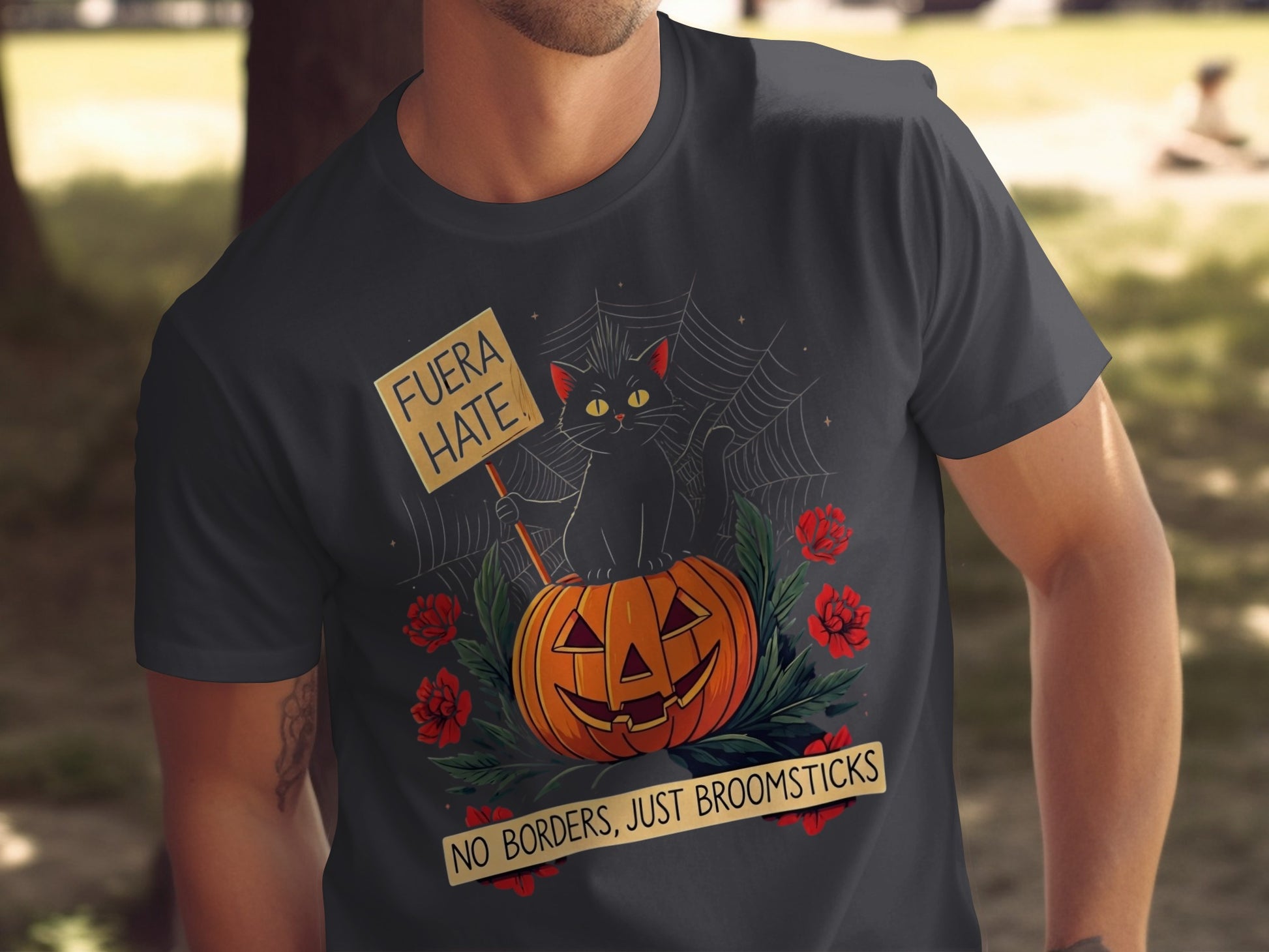 Fuera Hate Cat with Pumpkin Graphic Tee product