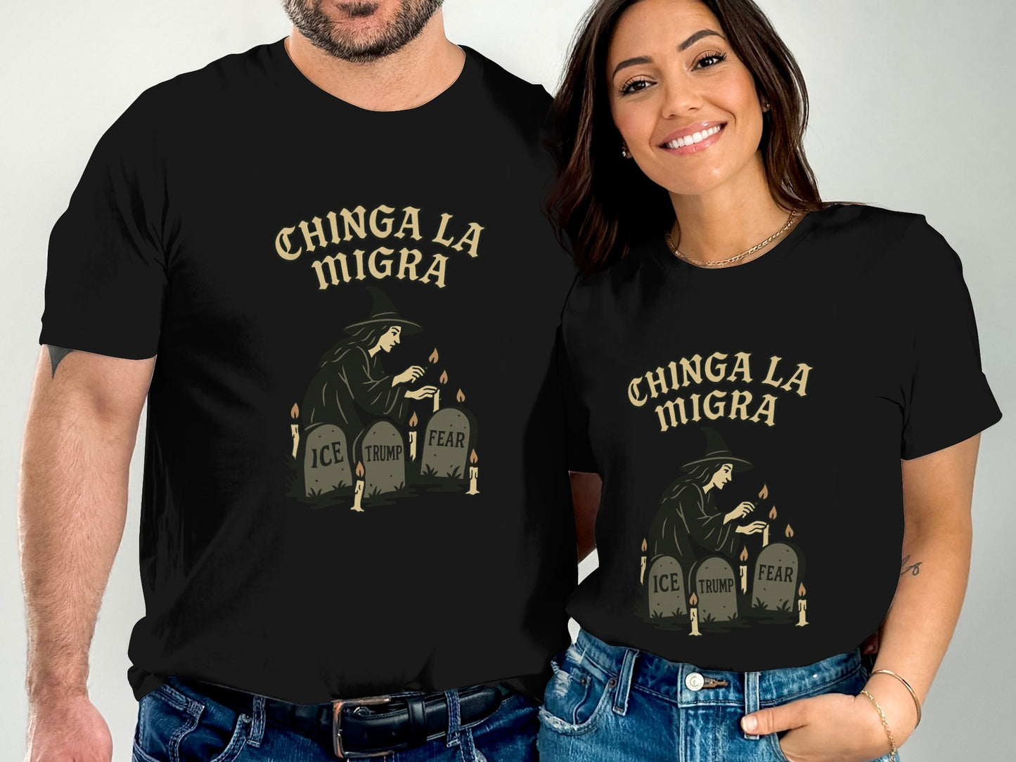Chinga La Migra Skeleton ICE Tombstones Graphic T-Shirt product