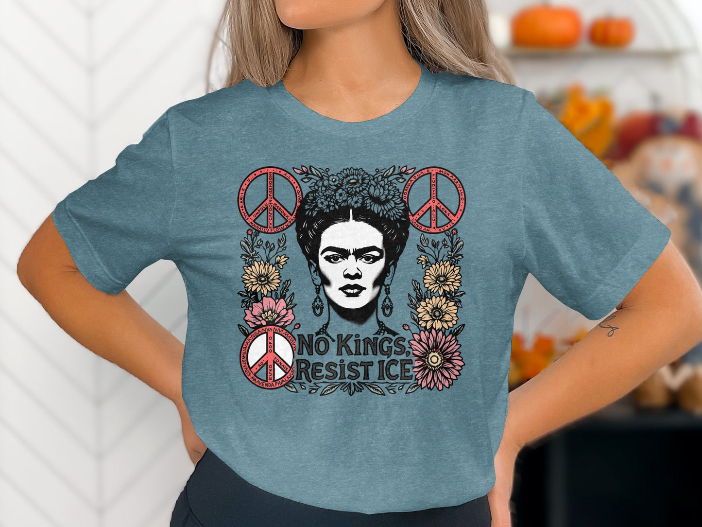 No Kings Resist Ice Peace Signs Printed T-shirt product