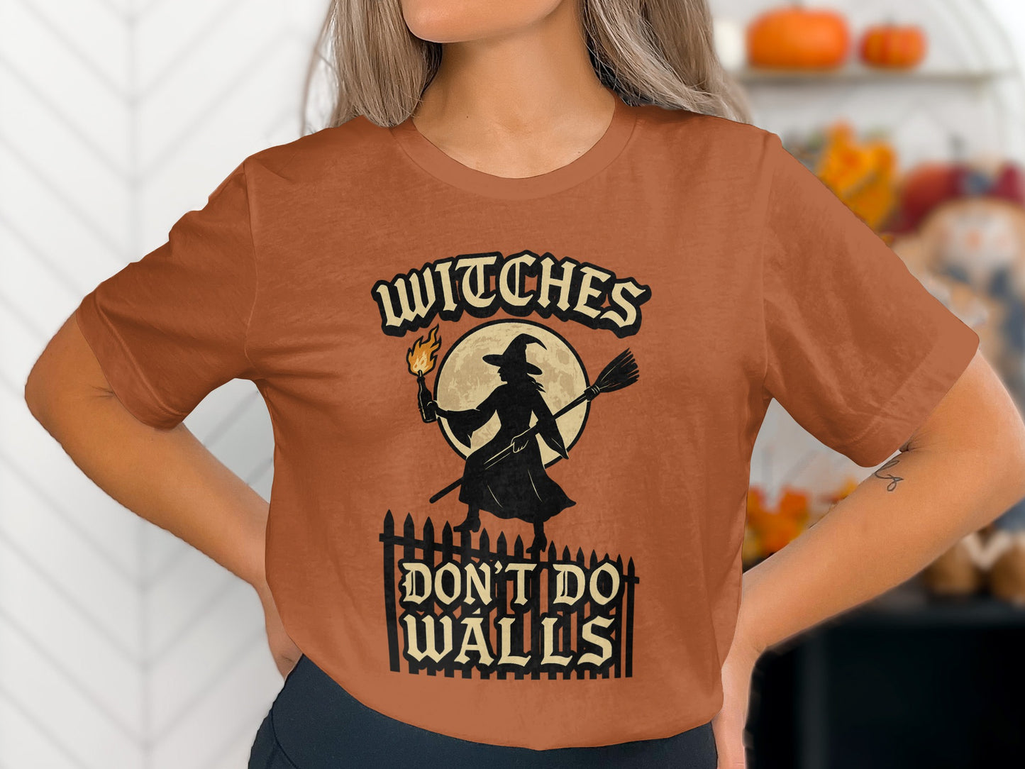 Witches Don't Do Walls Halloween Graphic Tee product