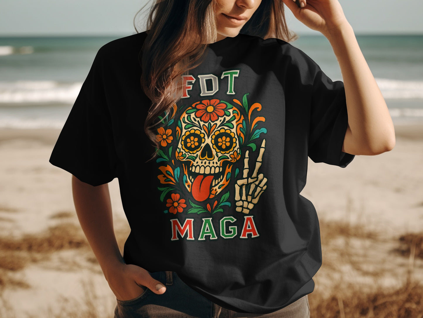 FDT MAGA Skull Peace Sign Graphic Tee product
