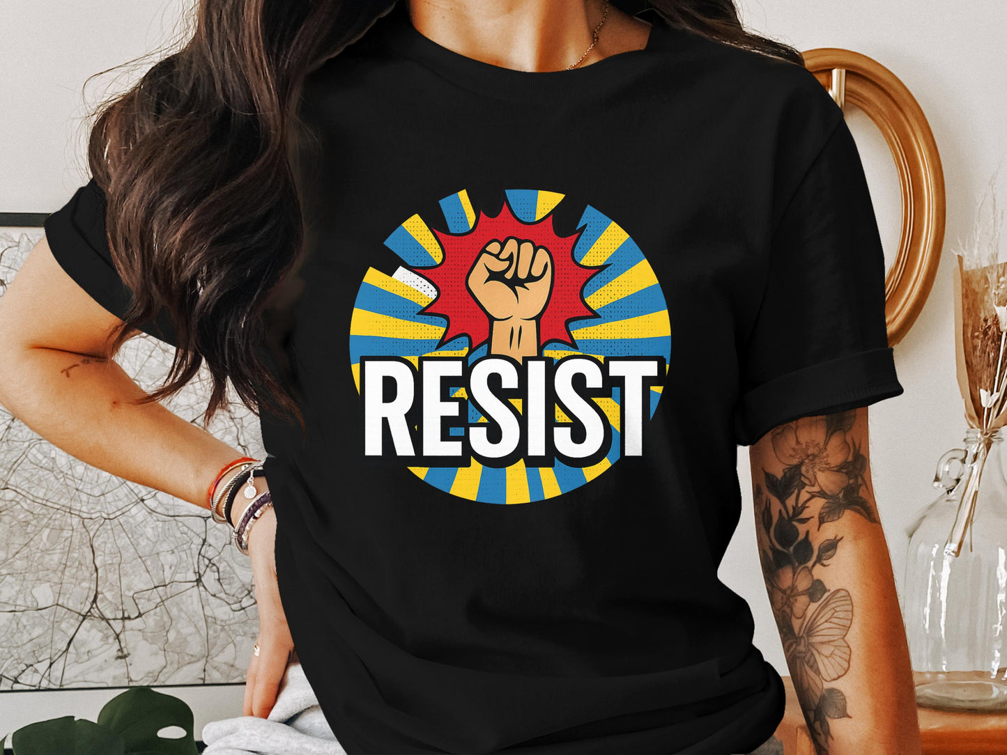 Retro Resist Fist Graphic Tee Stylish Statement product type