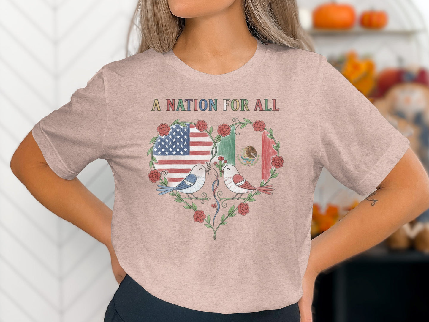 A Nation For All Heart Design Graphic T-shirt product type
