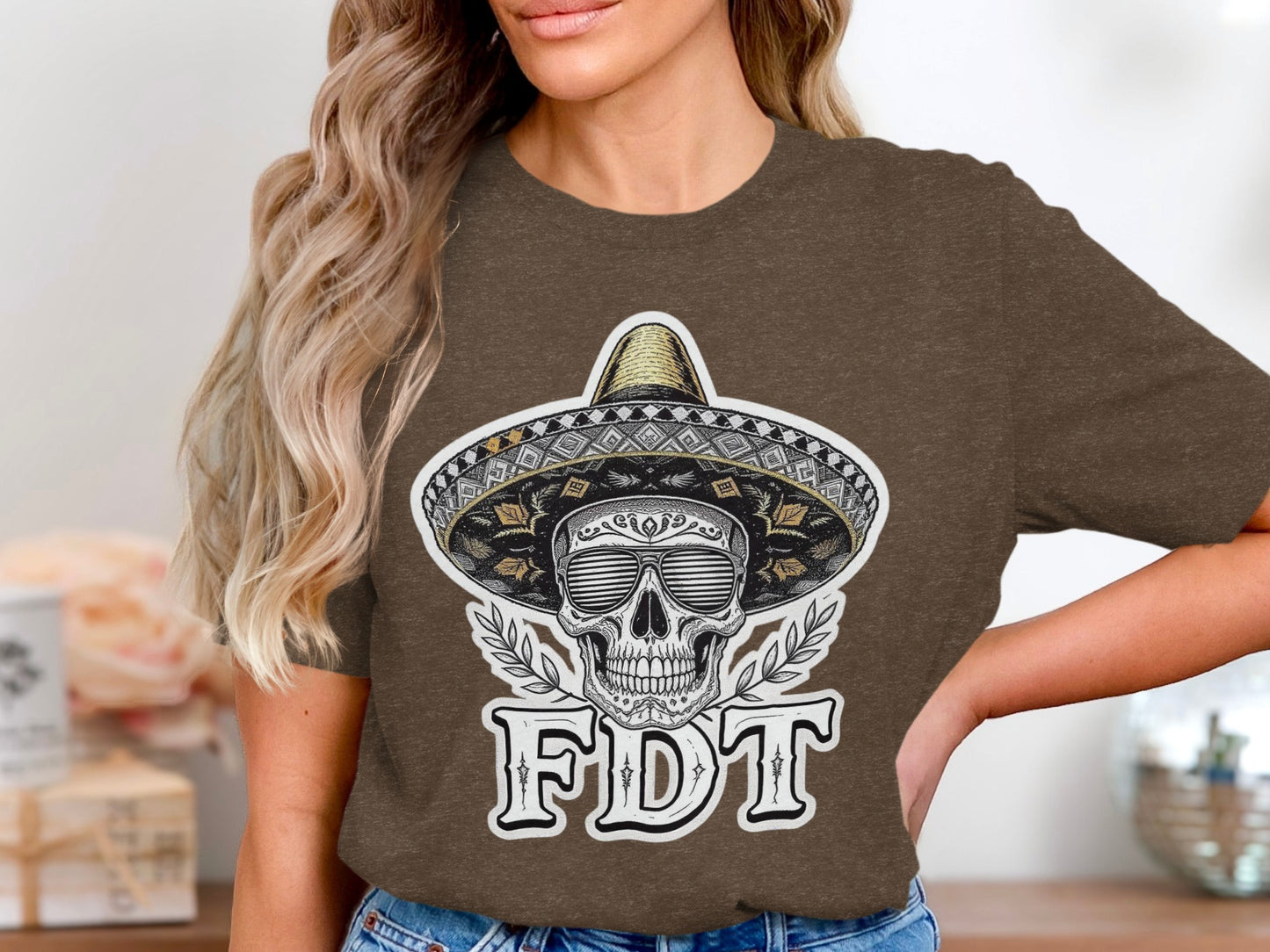 FDT Skull with Sombrero Graphic Tee Shirt Product