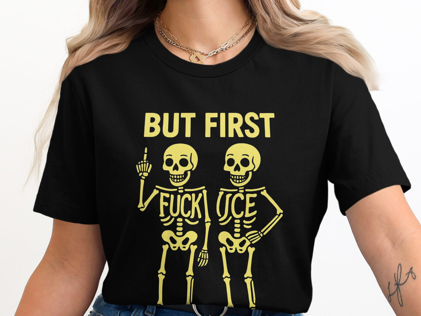But First Skeletons Graphic Print T-Shirt product type