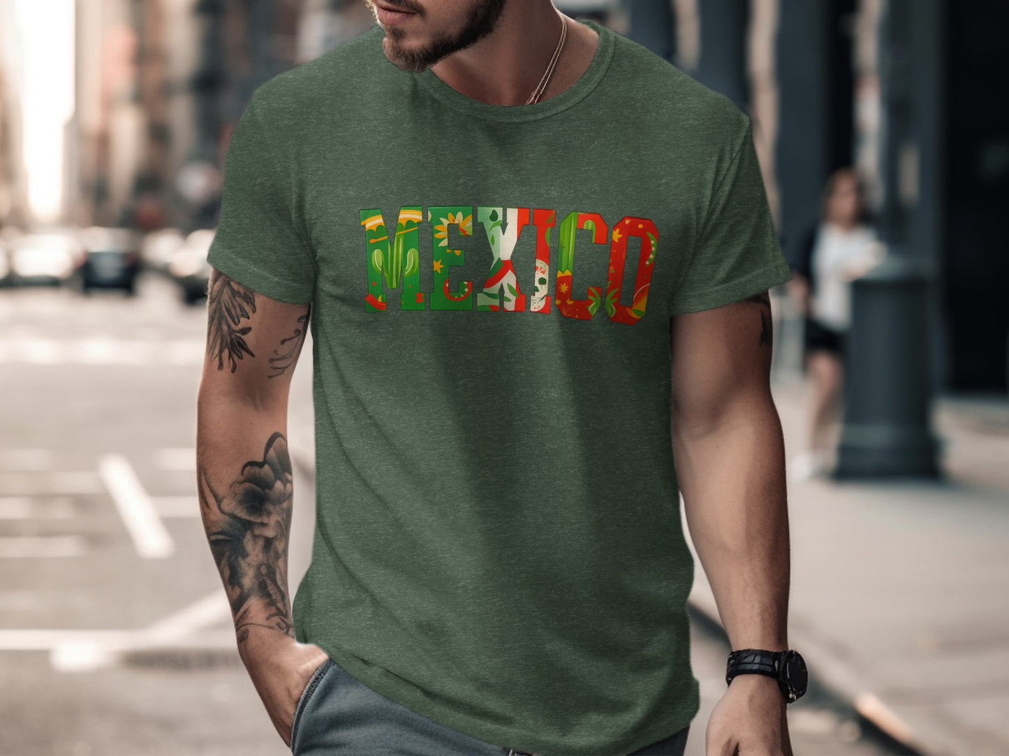 Stylish Mexico Graphic Print Green T-shirt product