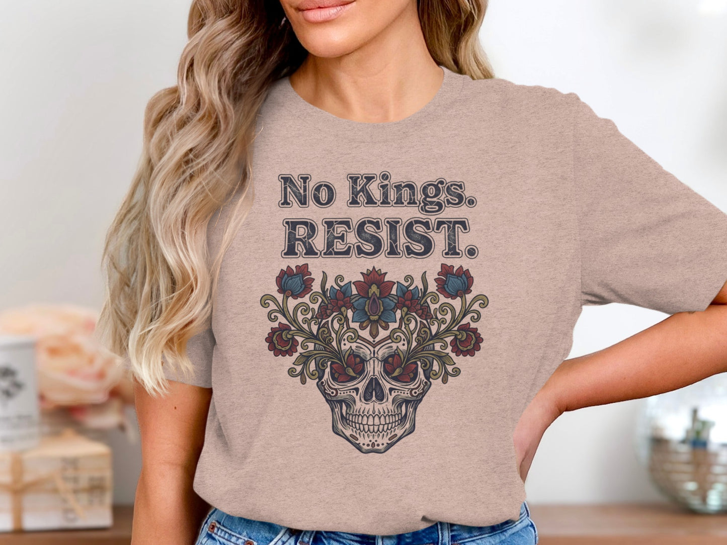 No Kings RESIST Skull Art Graphic T-shirt product