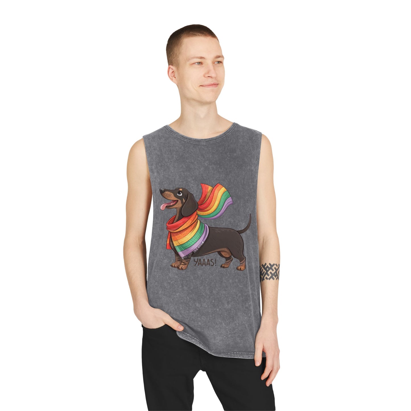 Pride Dachshund Stonewash Tank Top - Unisex Casual Wear
