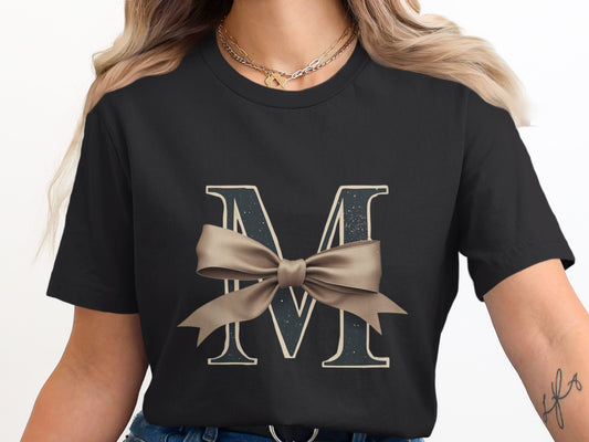 Monogram M T-Shirt with Elegant Ribbon Print product type