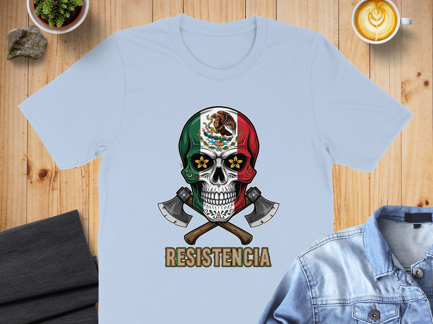 Mexican Skull with Axes Design Resistencia Shirt product type