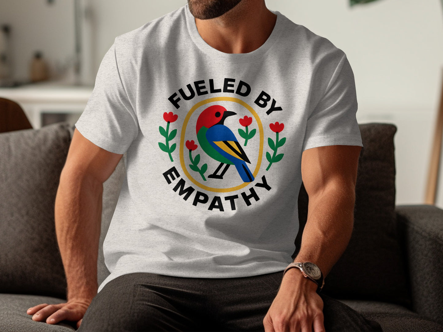 Fueled By Empathy Colorful Bird Graphic T-shirt product