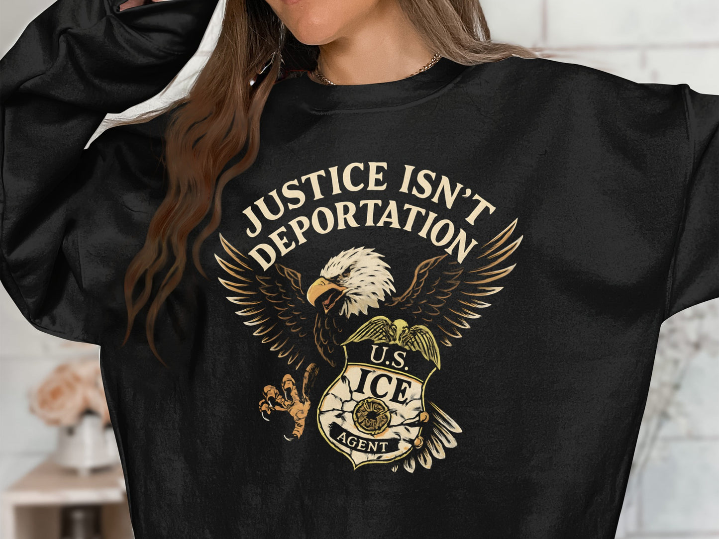 Justice Isn't Deportation Eagle Print Shirt product