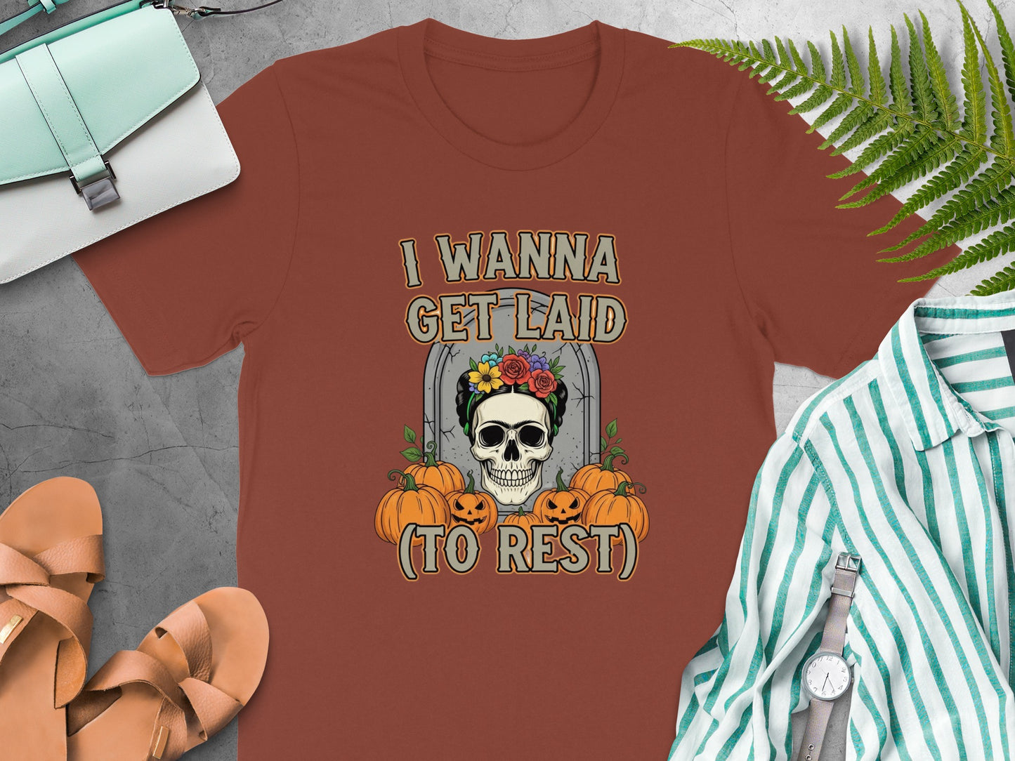 Halloween Skull and Pumpkins Graphic Shirt product type