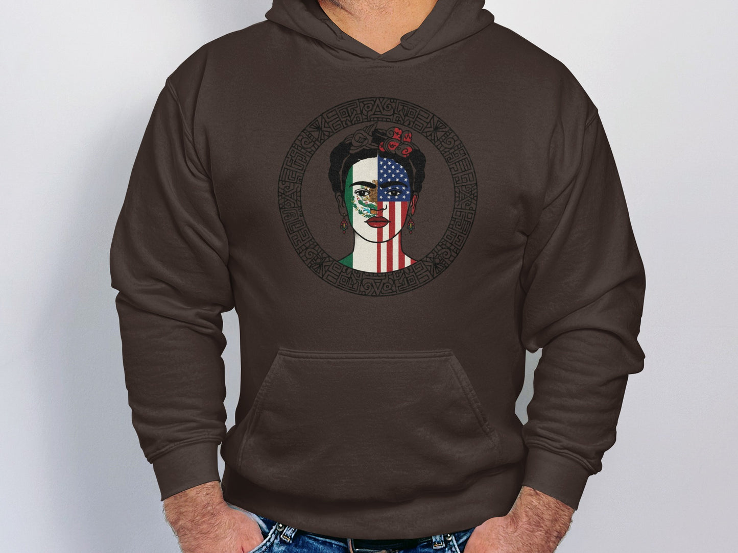 Artistic Frida Kahlo with American Flag Print product type