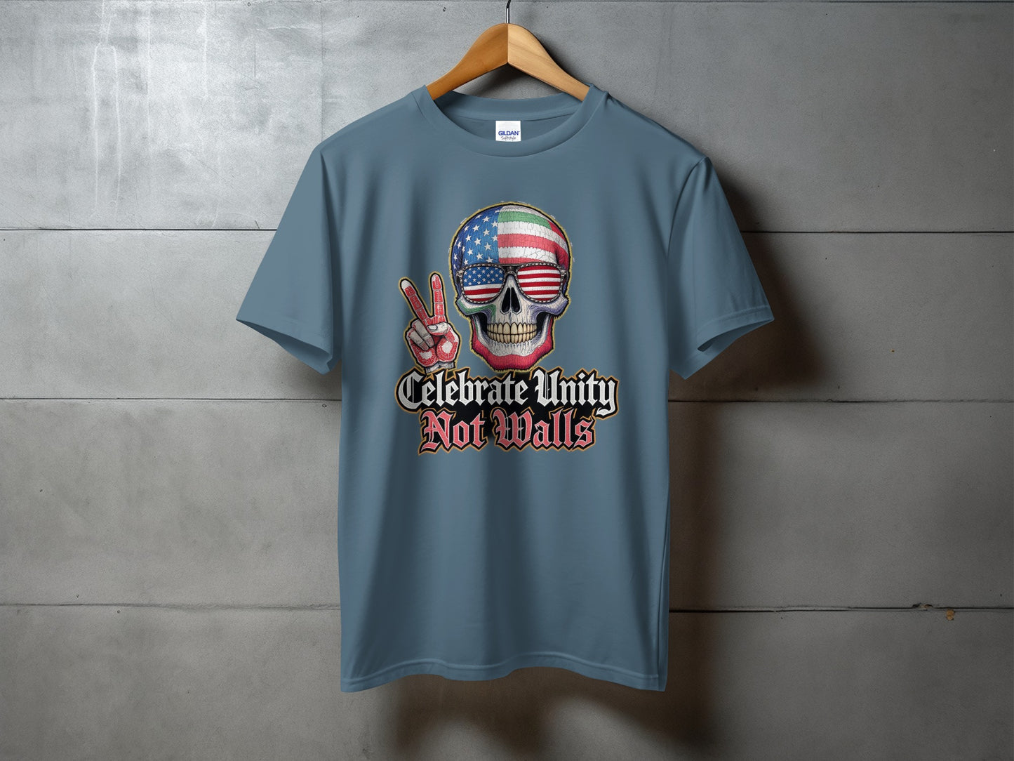 Celebrate Unity Not Walls Skull Peace T-Shirt Product