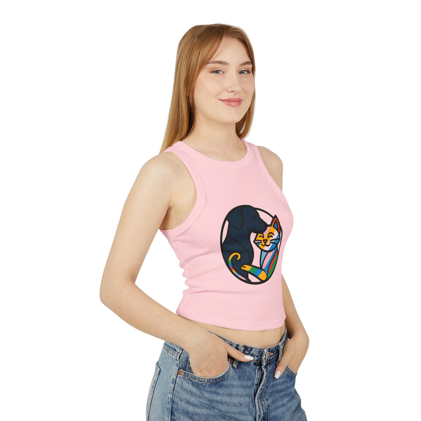 Pride tank top Cozy Cat and Dog Love Racer Tank Top for Pet Lovers