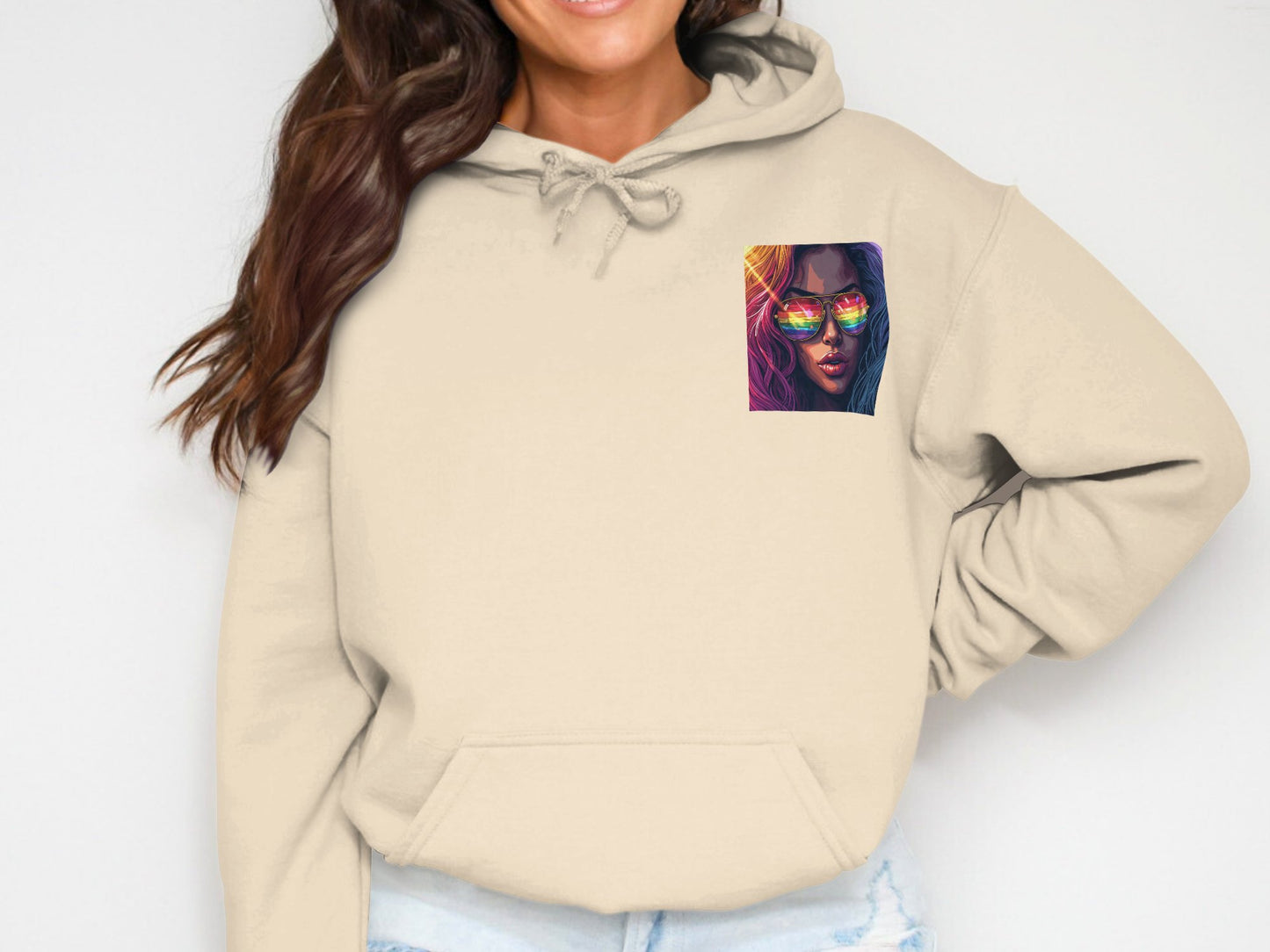 Vibrant Artistic Design Beige Hoodie product