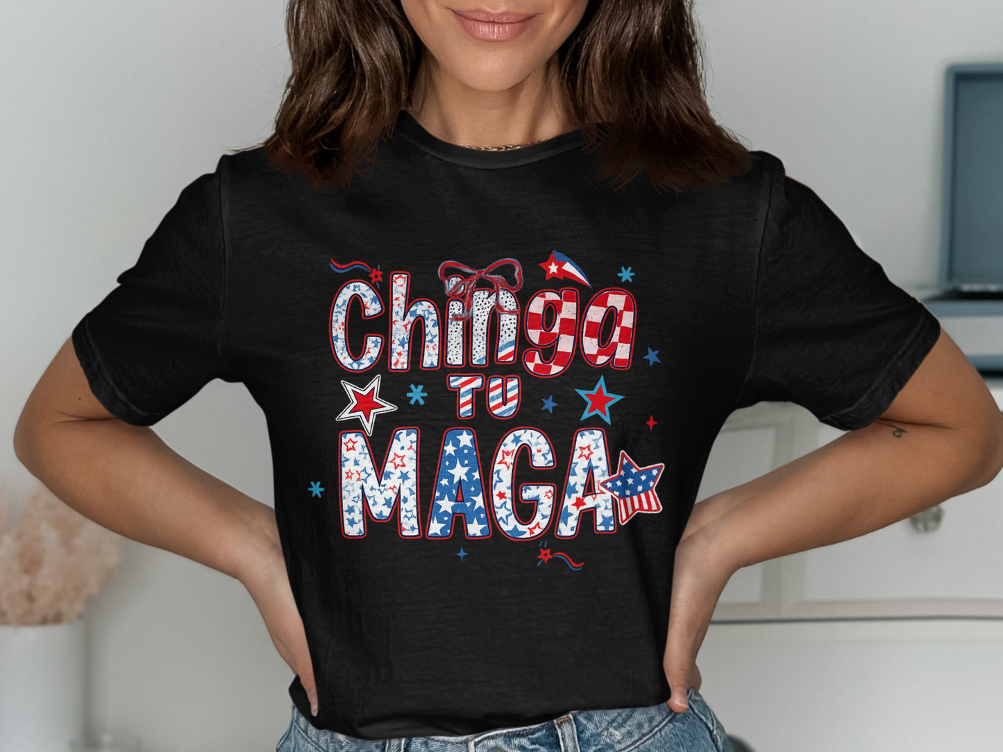 Chinga Tu Maga Graphic Patriotic Statement T-shirt product