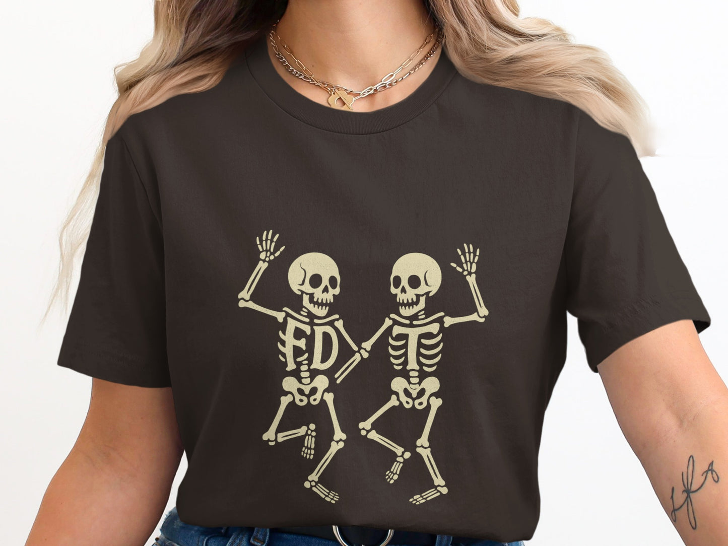 Dancing Skeletons Design Black T-Shirt product type