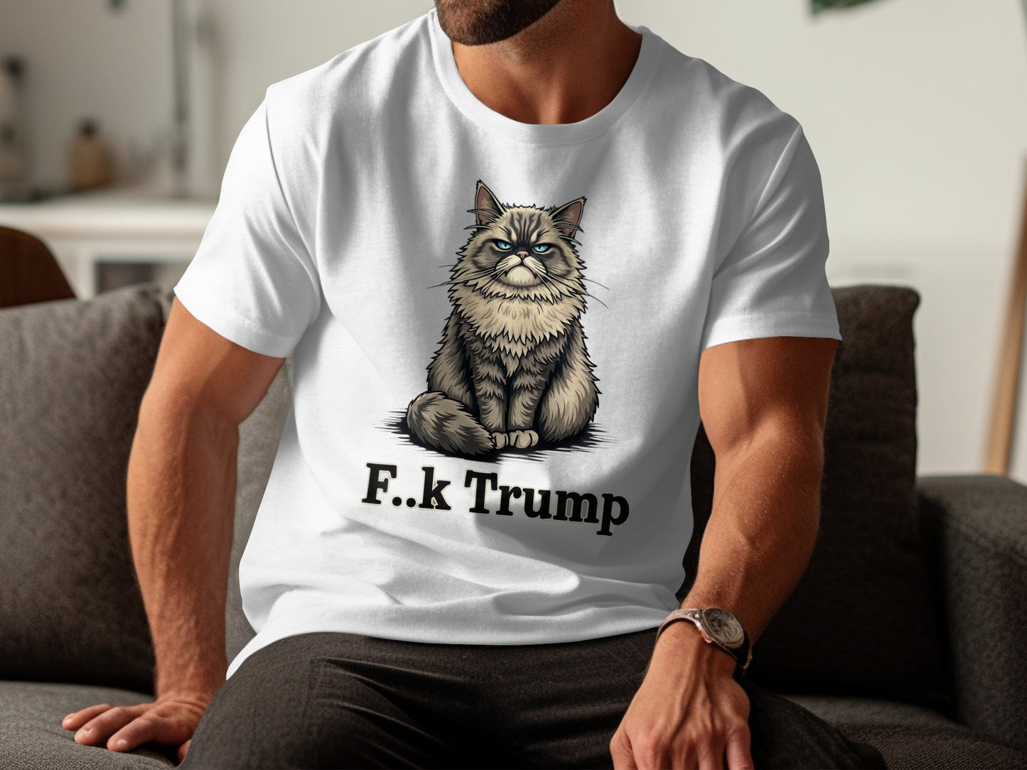 F.k Trump Cat Illustration T-Shirt product