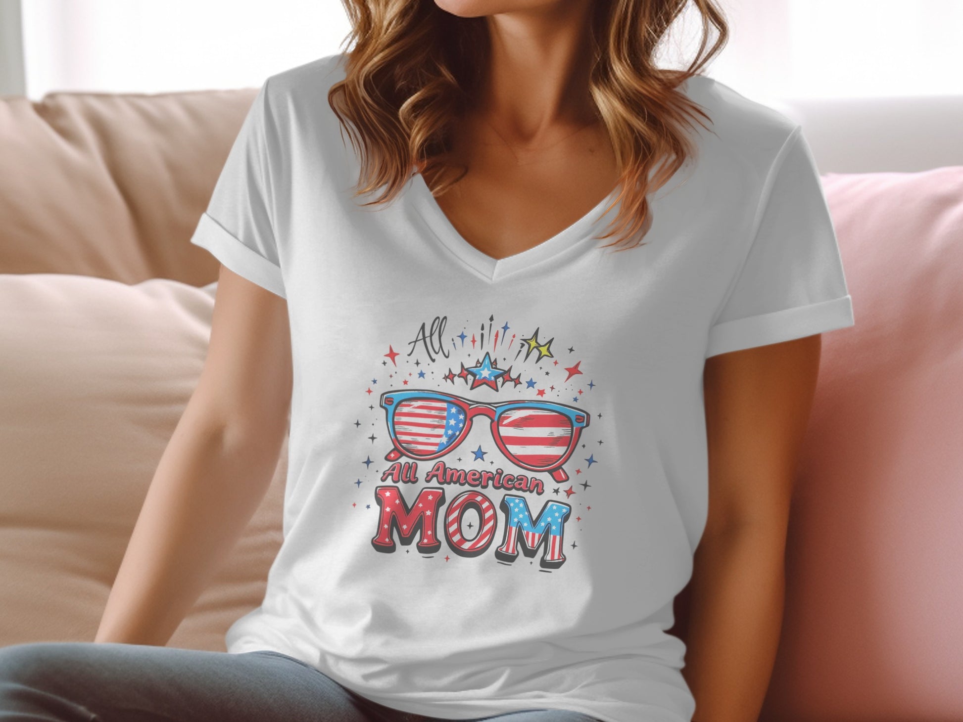 All American Mom Fun Patriotic Design T-Shirt product type