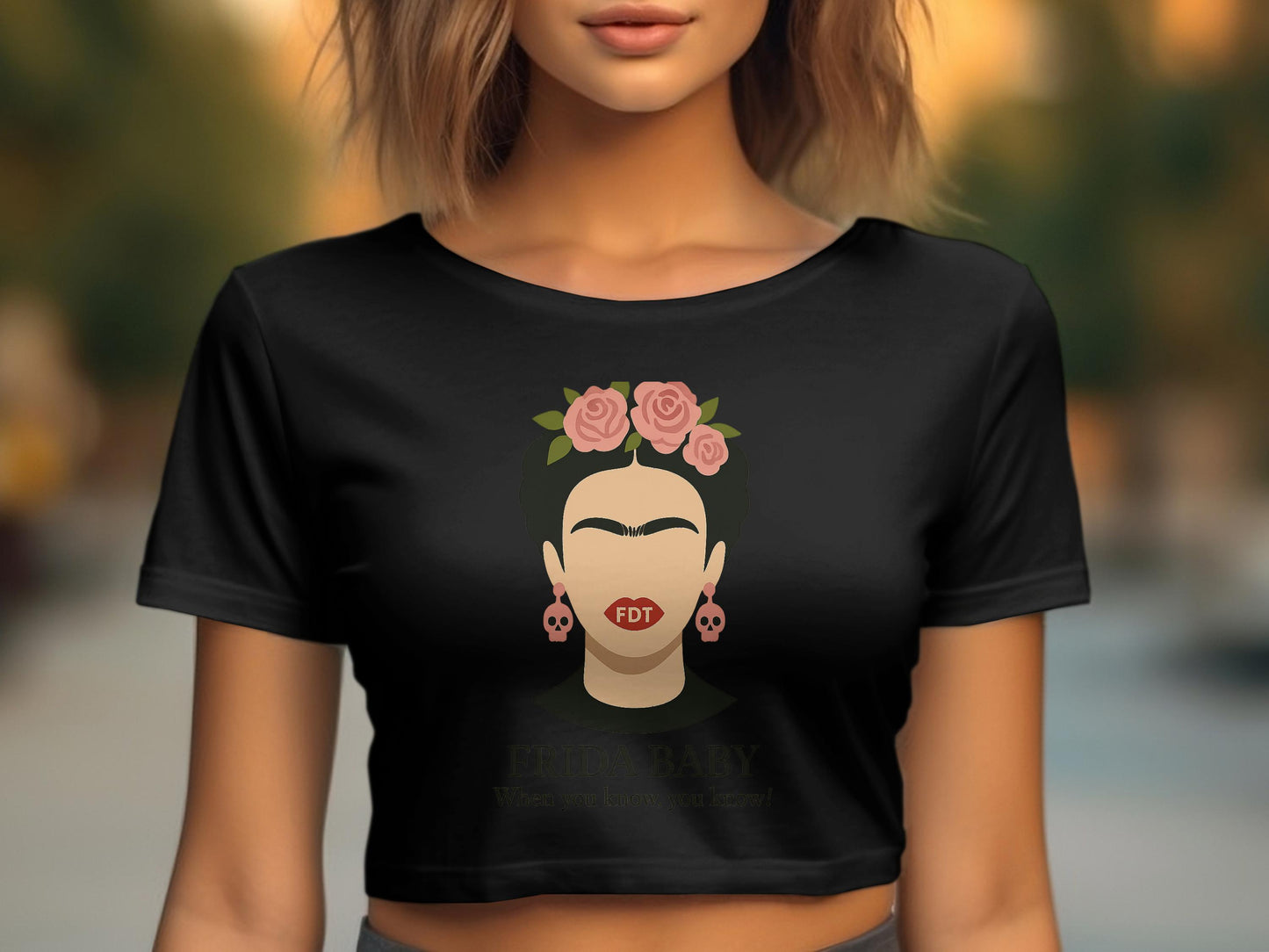 Frida Kahlo Graphic Crop Top Fashionable Clothing Product