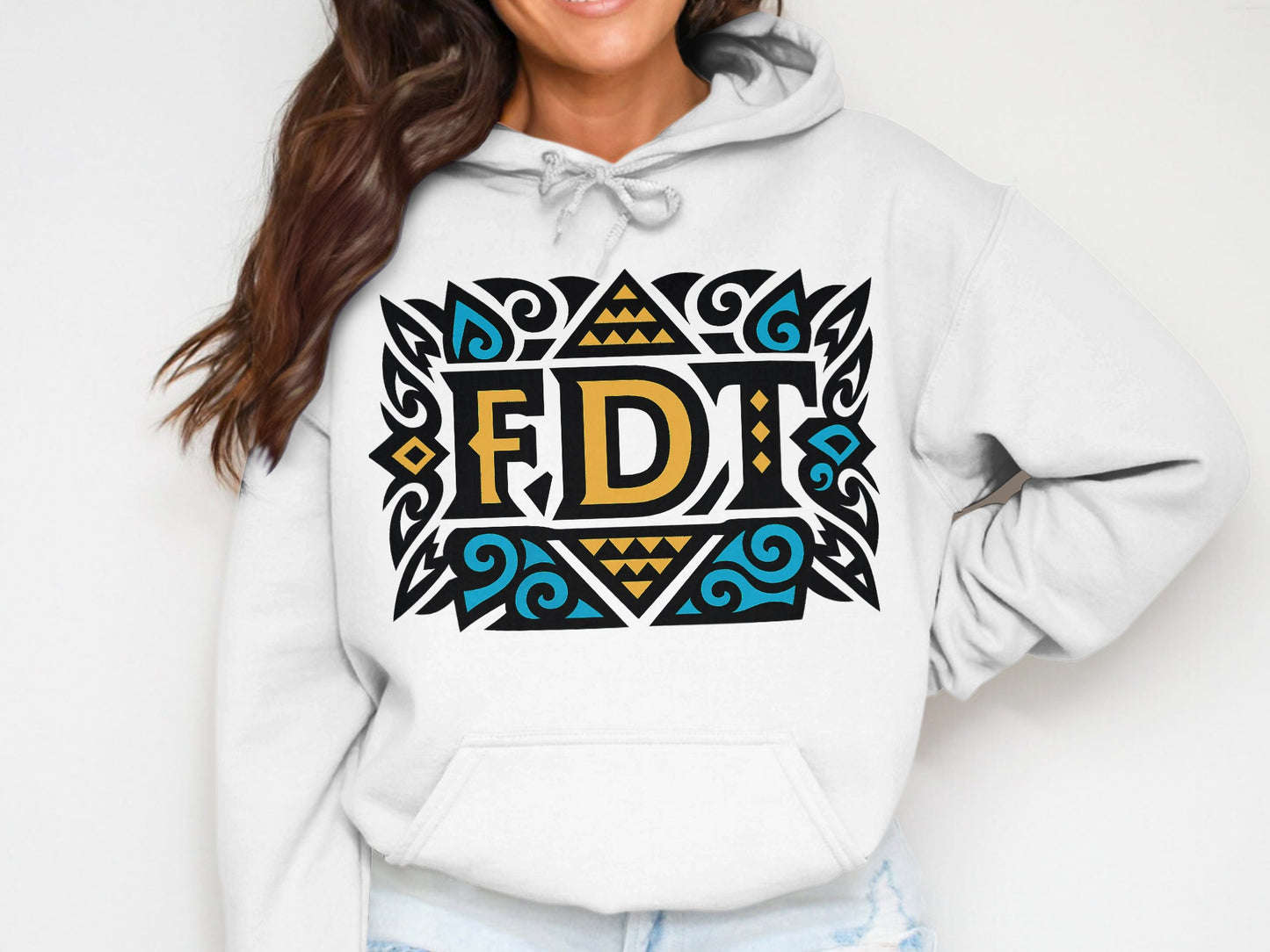 Bold Geometric Design FDT Printed Hoodie product type
