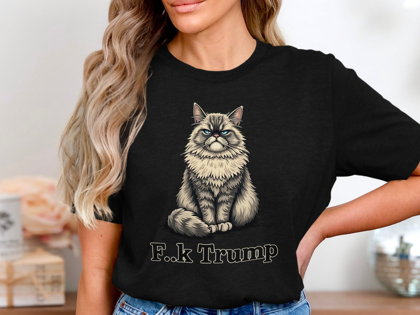 Humorous Cat Graphic Statement Shirt product