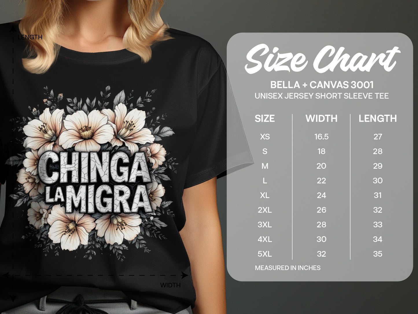 Bold Floral Chinga La Migra Graphic Tee Shirt product type