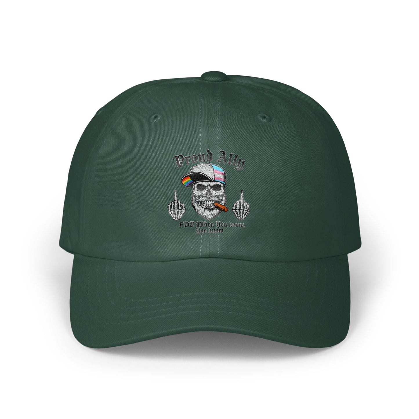 Proud Ally embroidered design green cap product