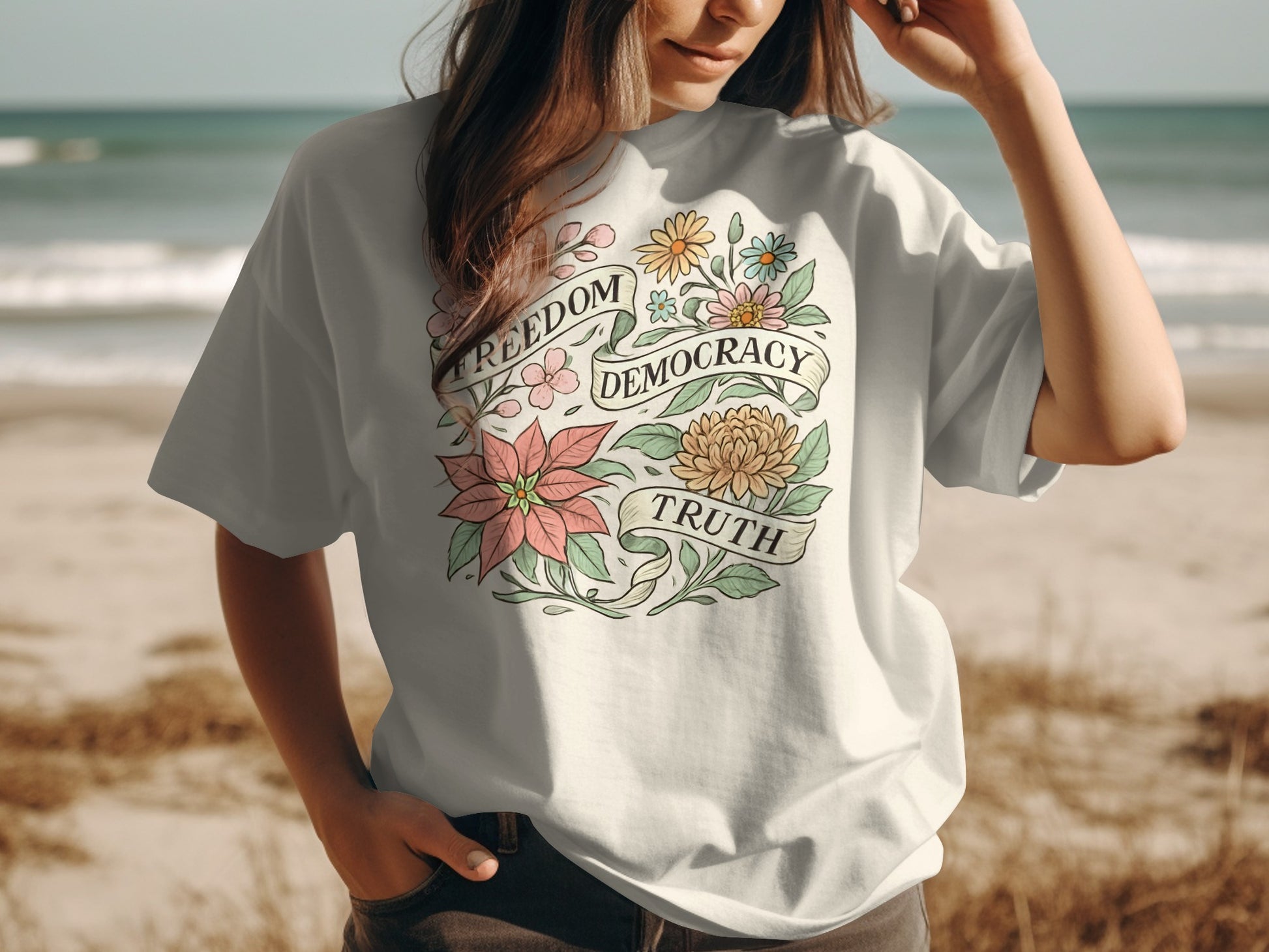 Freedom Democracy Truth Floral Graphic T-Shirt product