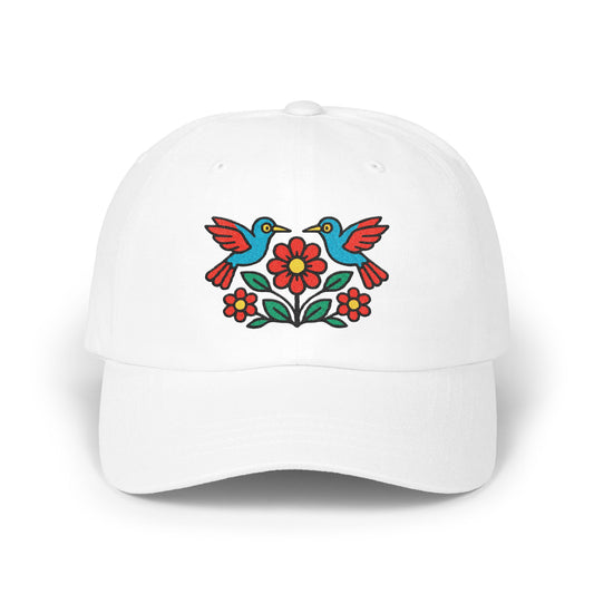 Colorful Floral and Birds on White Hat product