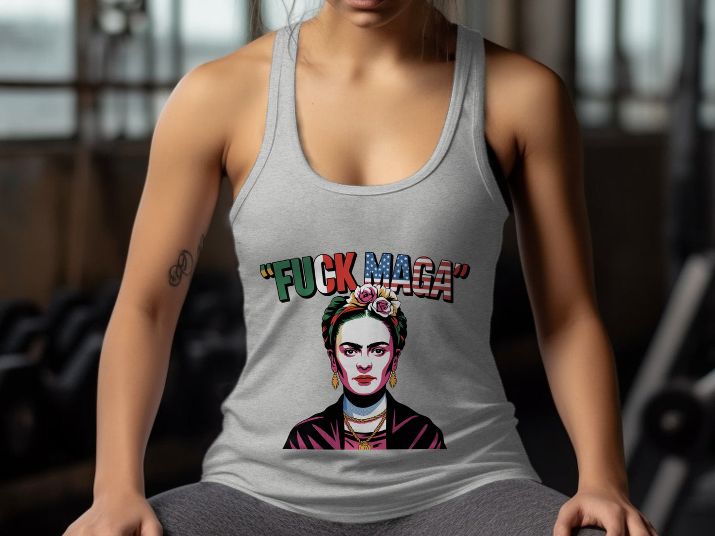 Vibrant Frida Kahlo Inspired Fuck MAGA Tank Top product type