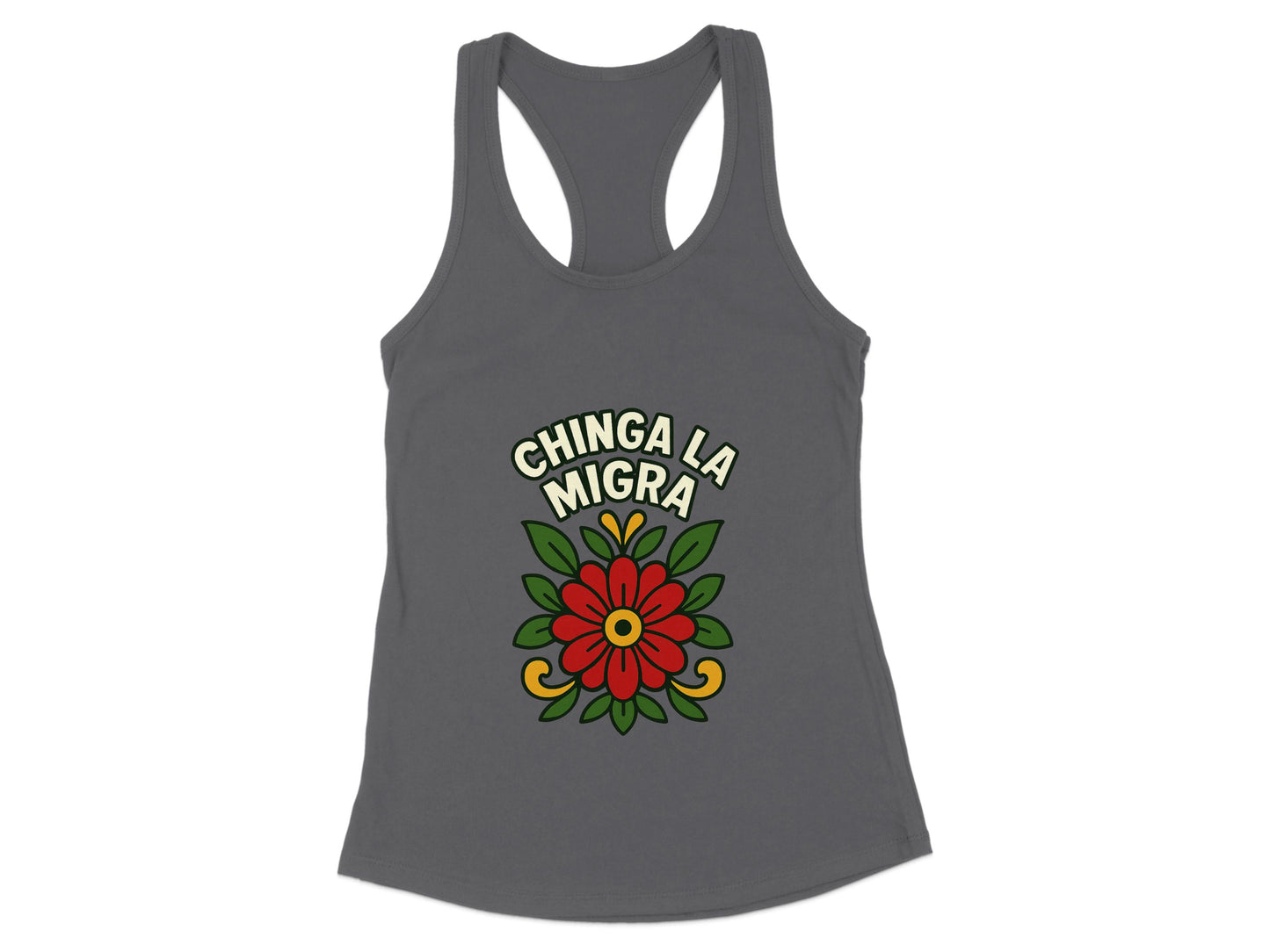 Chinga La Migra Flower Design Women's Tank Top product type