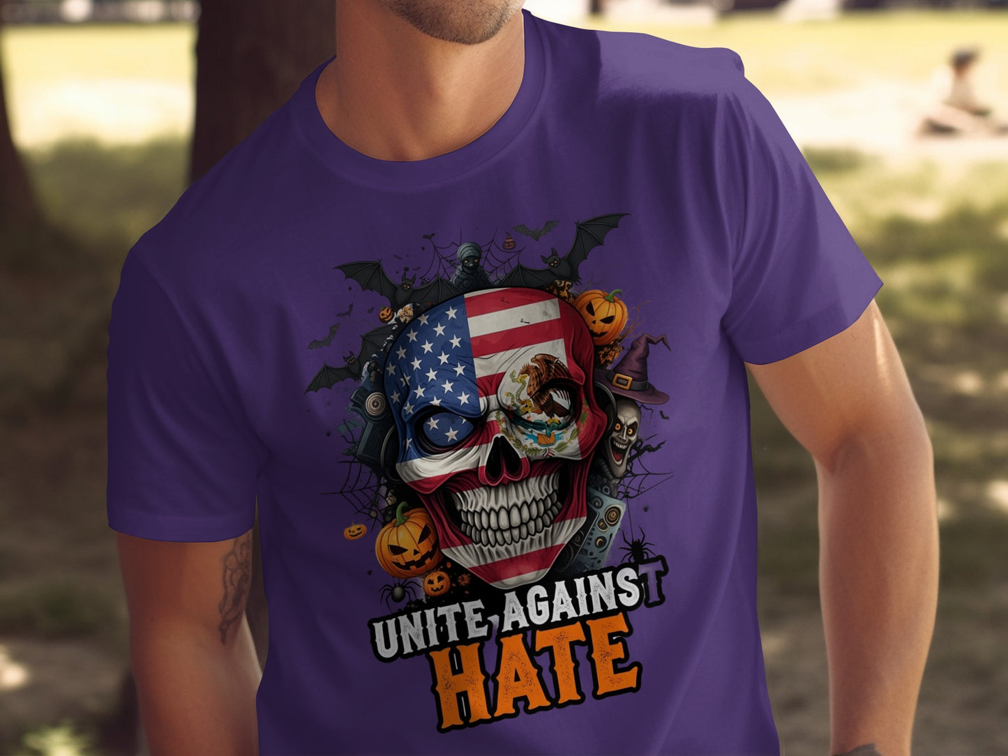 Unite Against Hate Graphic Skull Shirt Product