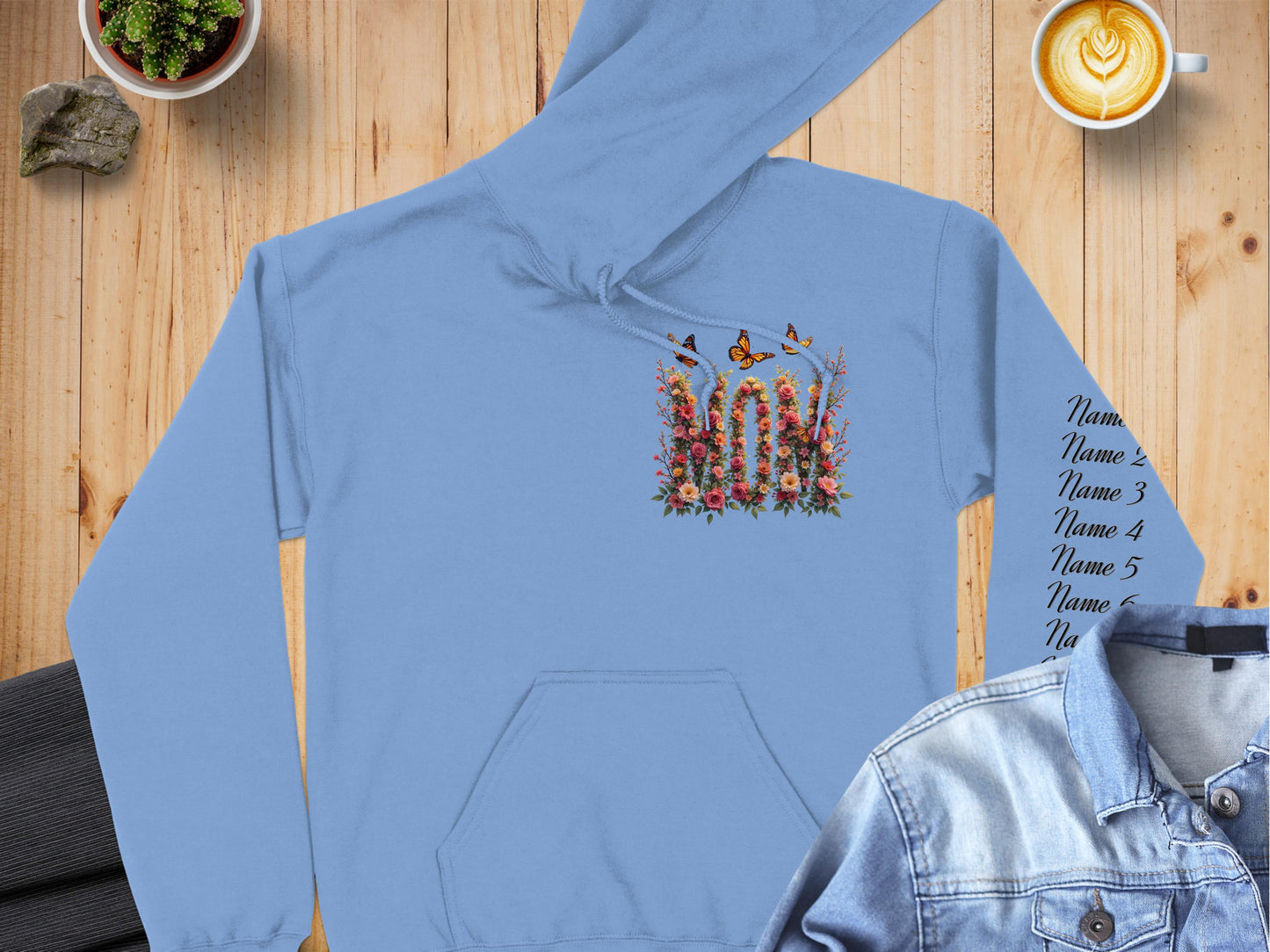 Blue Hoodie with Beautiful Butterfly and Floral Design product type