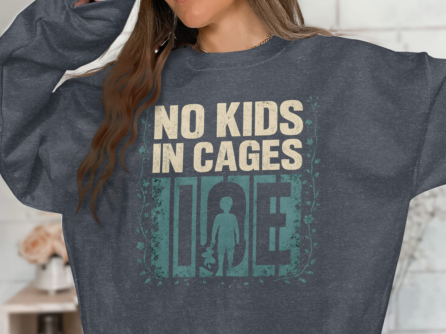 No Kids In Cages Text Graphic Design Sweater product type