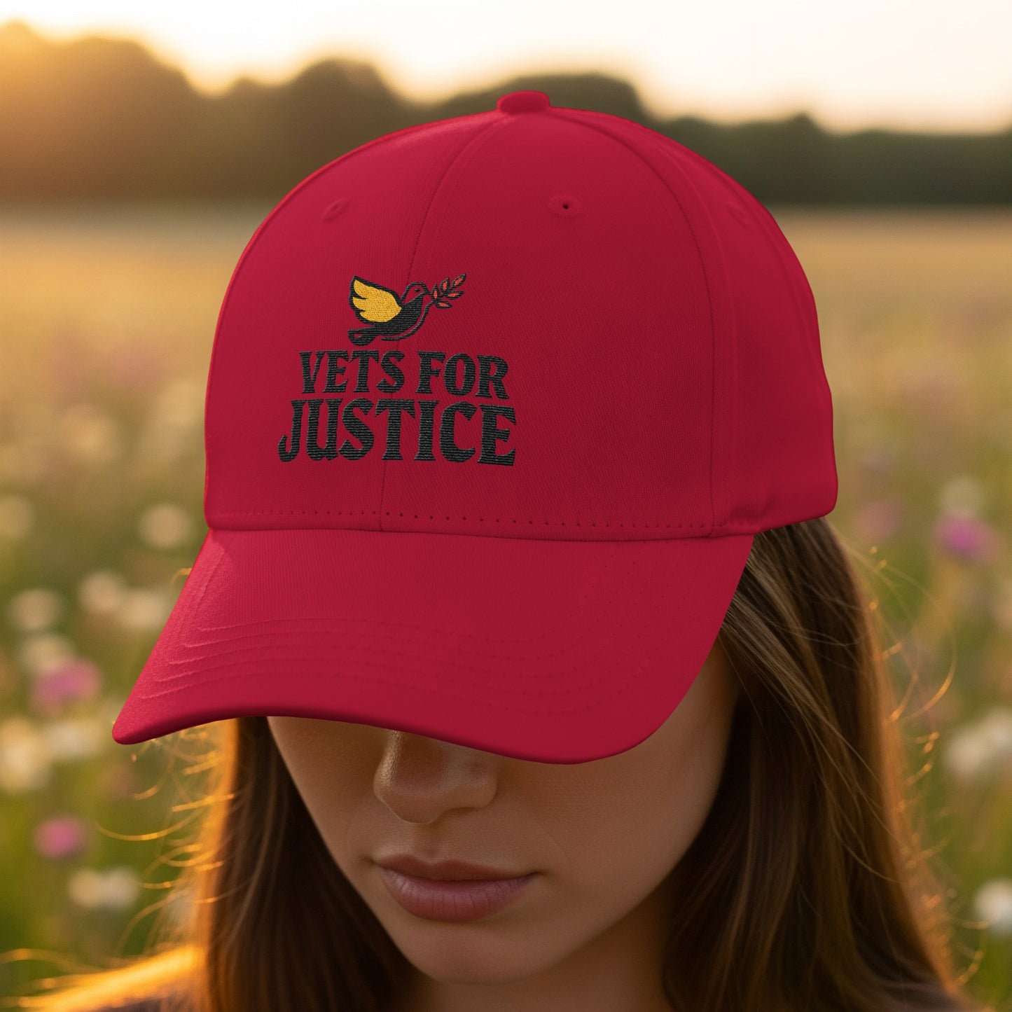 Vets for Justice Embroidered Red Baseball Cap product