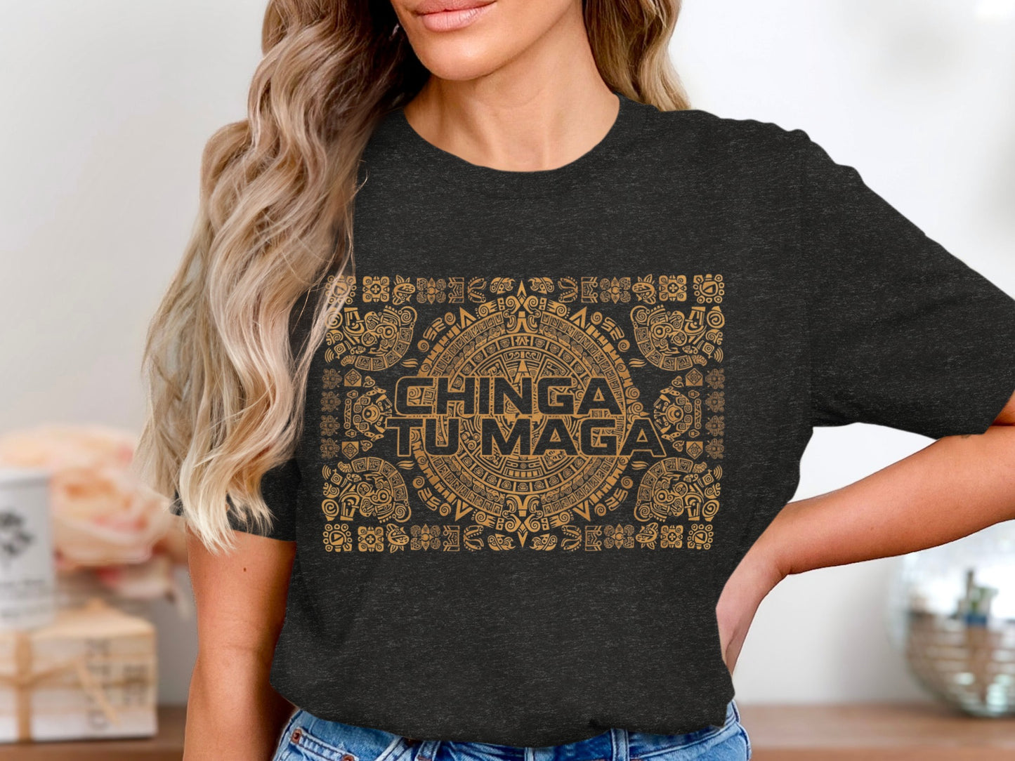 Chinga Tu Maga Aztec Design Graphic Tee product