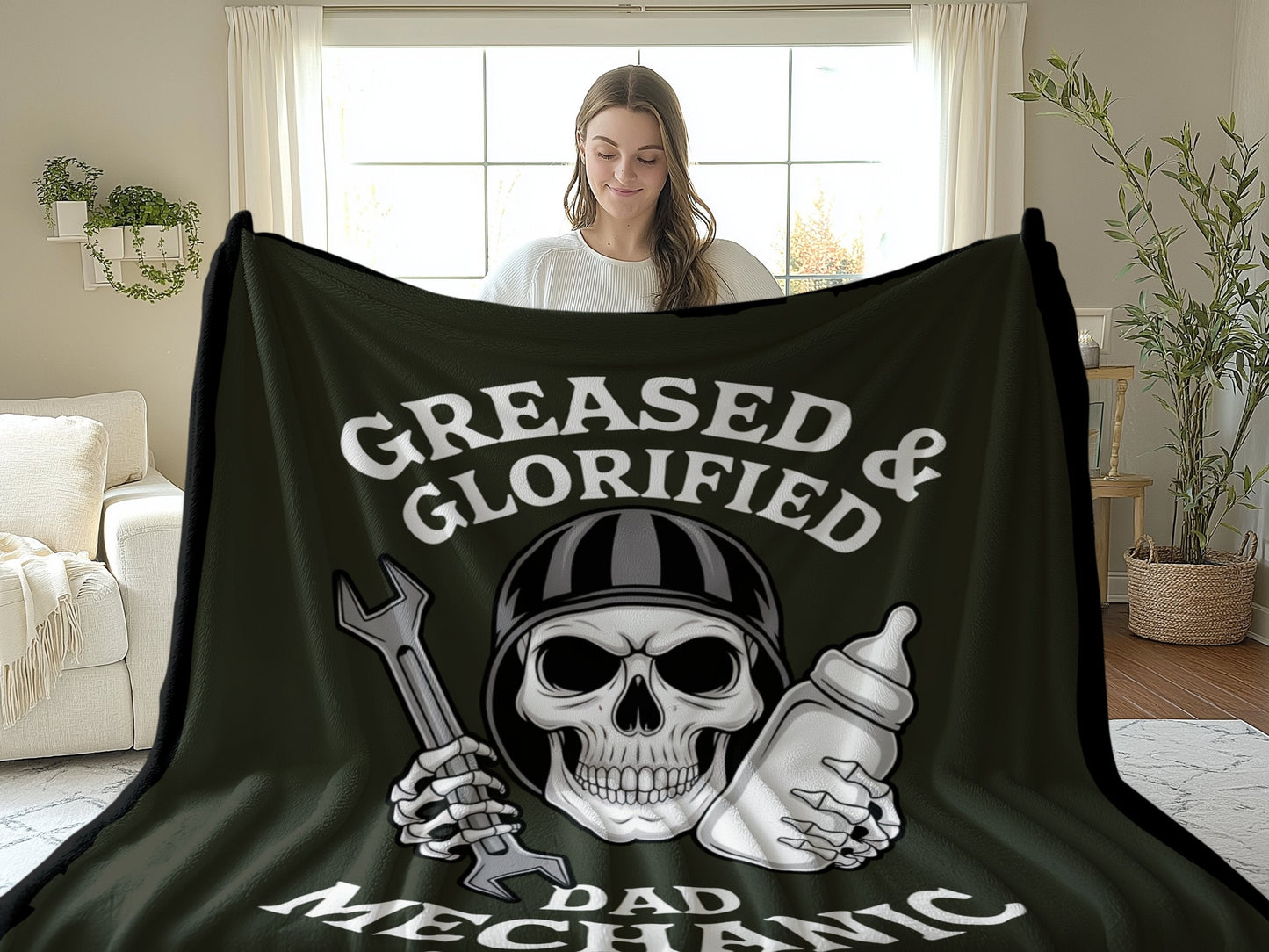 Greased and Glorified Dad Mechanic Blanket product