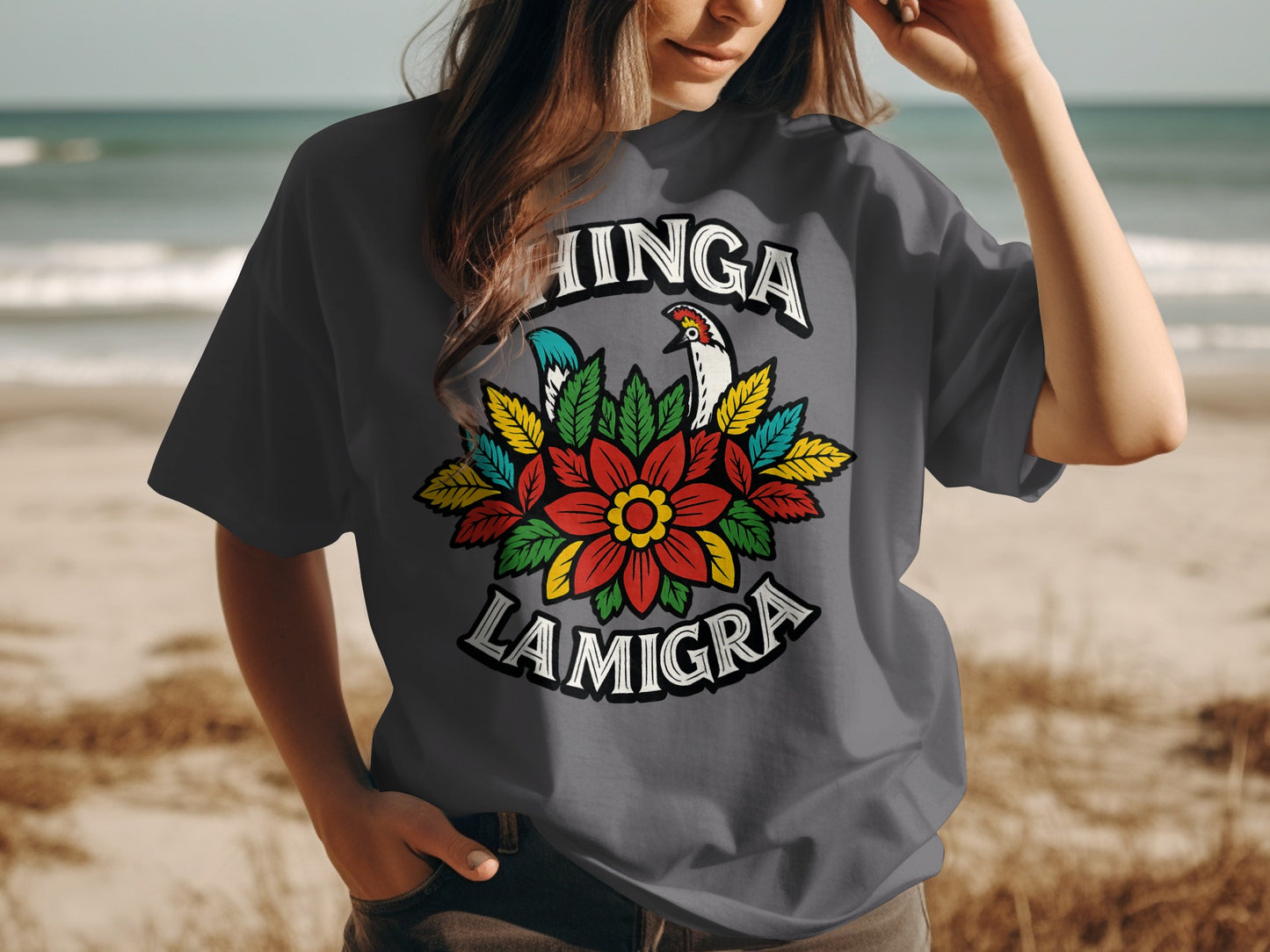 Chinga La Migra Colorful Graphic T-Shirt product type