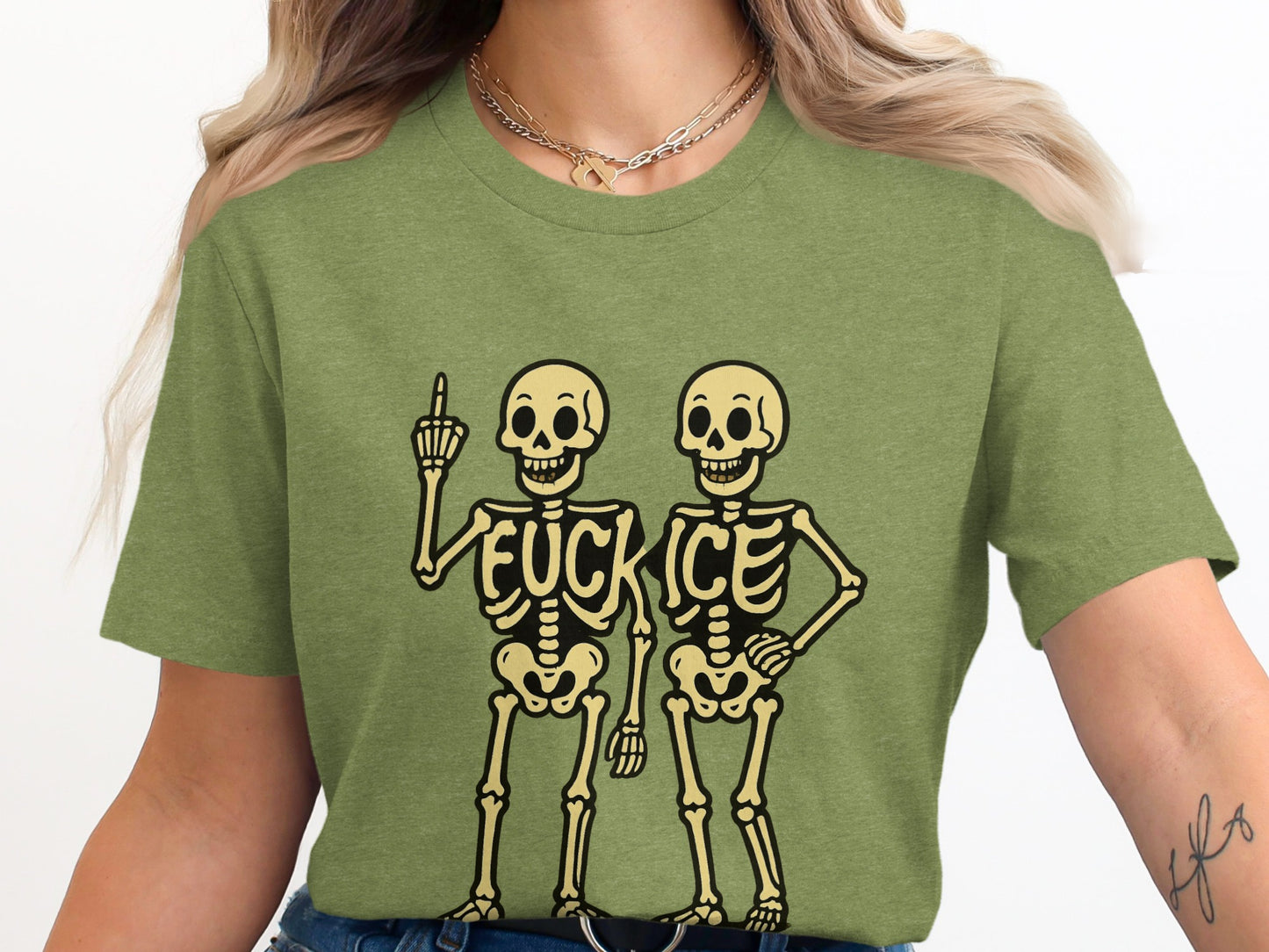 Skeletons Embrace Rebellious Vibe Graphic Tee product type